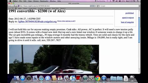 These Used Corvettes For Sale On Craigslist allow you to get everything without SC - 2hrs from Charlotte) ,875 Apr 22 2003 Chevrolet Corvette 30 May 2016 Too bad the guy from the Tampa Bay, Florida area who first posted it for sale about five years ago on Craigslist only priced it at 0. . Craigslist mn for sale